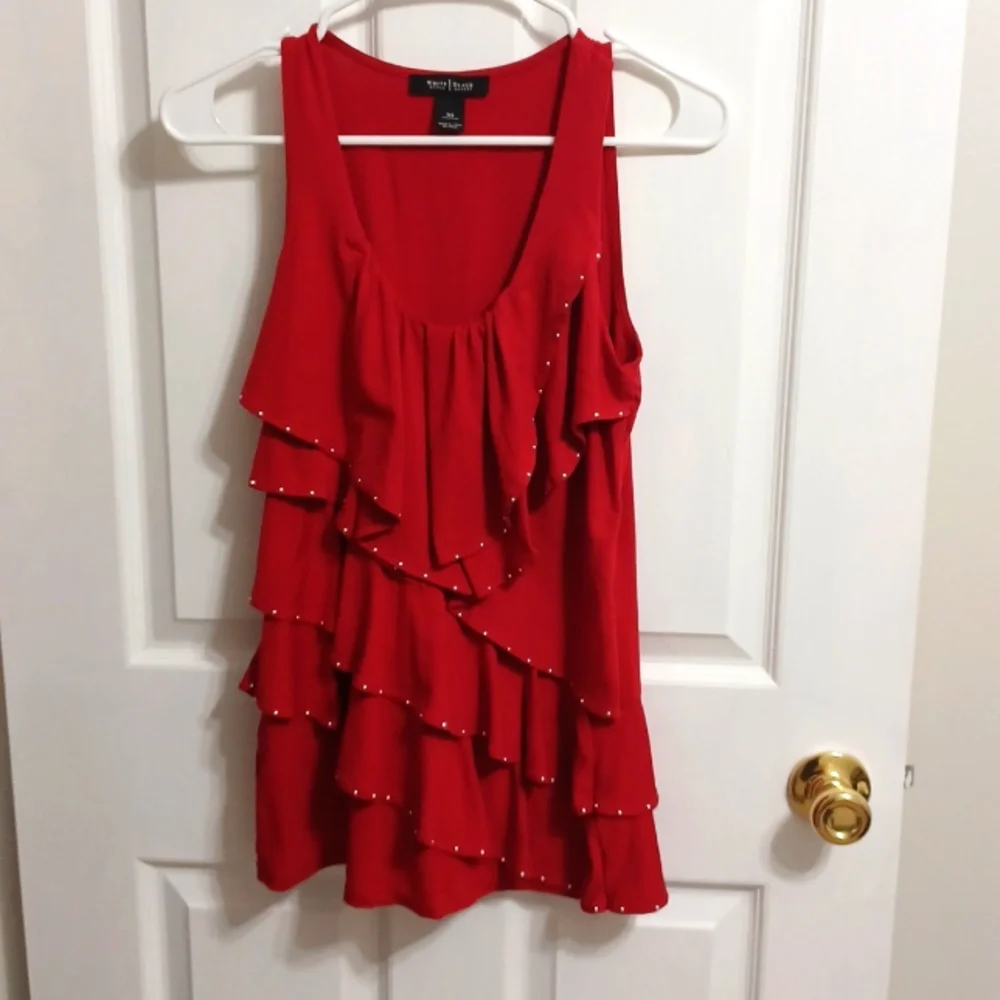 WHBM Roma-Red Ruffle Tank - Picture 1 of 4